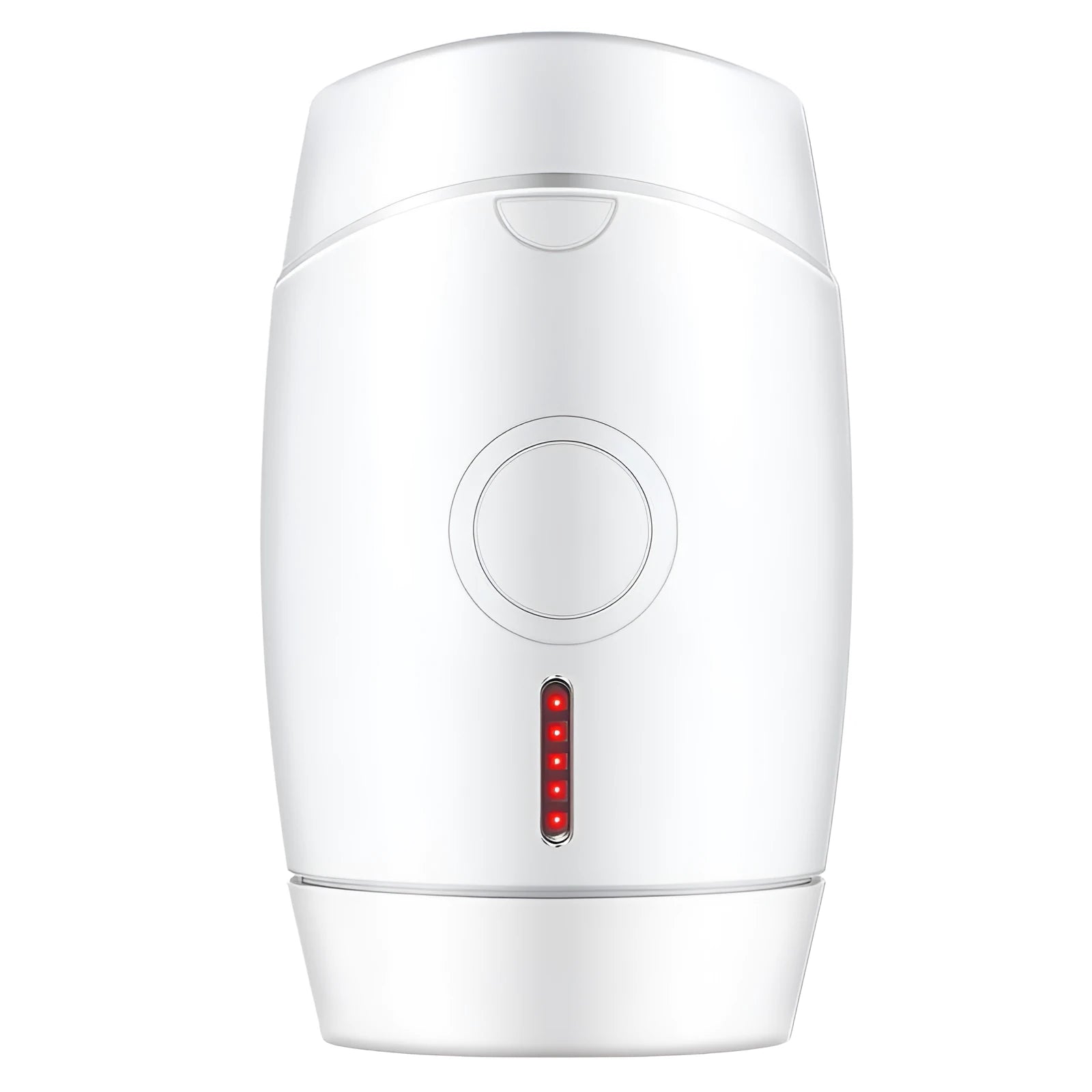White home laser hair removal instrument measuring 14.3cm tall with 5 energy settings and UK plug