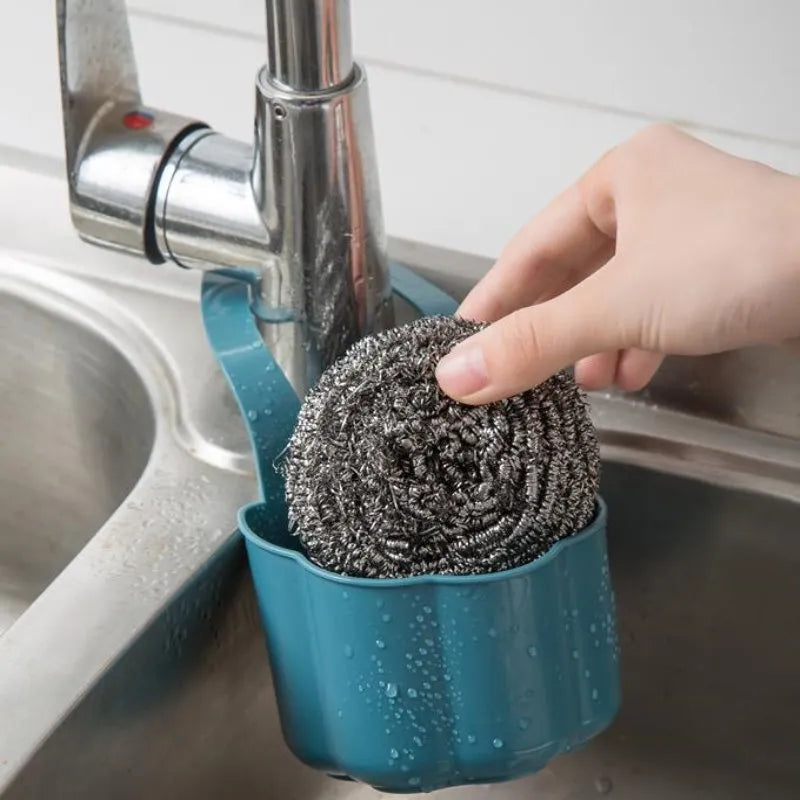 Nordic style plastic kitchen sink drain basket in blue, grey or pink colours