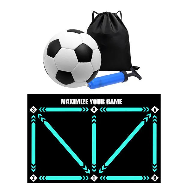 Rubber indoor football training mat for skill lifting and foot basket row movements in cushion colour with socks