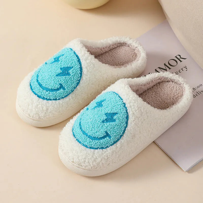 Women's plush slippers with cartoon love patterns and PVC non-slip soles