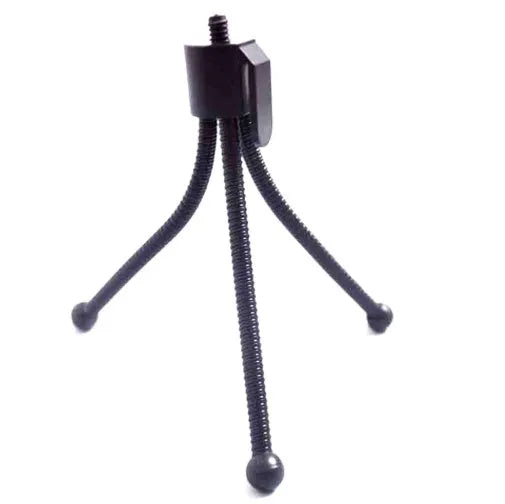 Small black iron frame mini tripod clamp for iPhone with collapsed telescopic legs and ball head