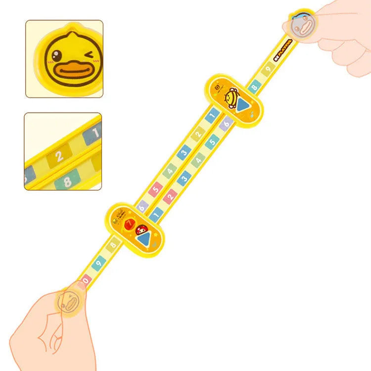 Yellow plastic digital decomposition ruler for children's maths learning, 24.5 cm long.