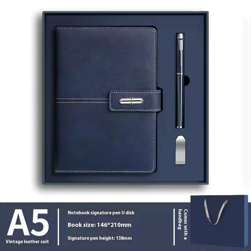 A5 PU leather notebook with wood-free paper in multiple colour options including black, red, green, blue and orange