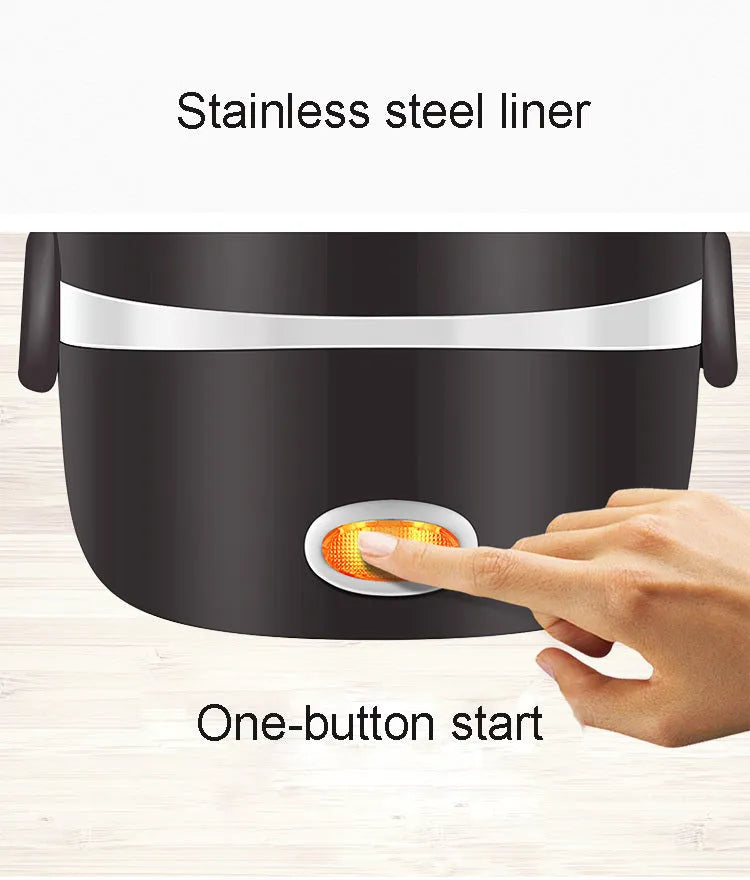 Multi-function USB-powered lunch box with heating element and layered food compartments