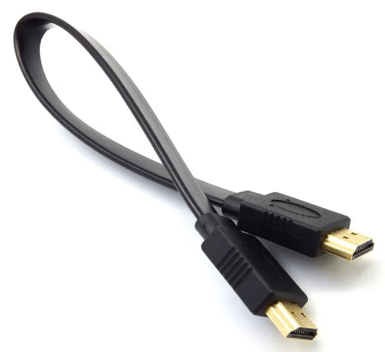 Flat design HDMI cable version 1.4 showing connectors and seven available length options