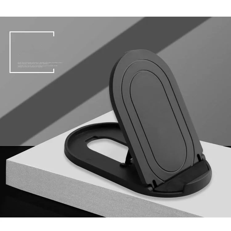 Adjustable plastic mobile phone stand in six colour options showing lazy bracket design