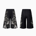 Loose street trend trousers set with hoodie and seven-inch shorts in printed collage stitching