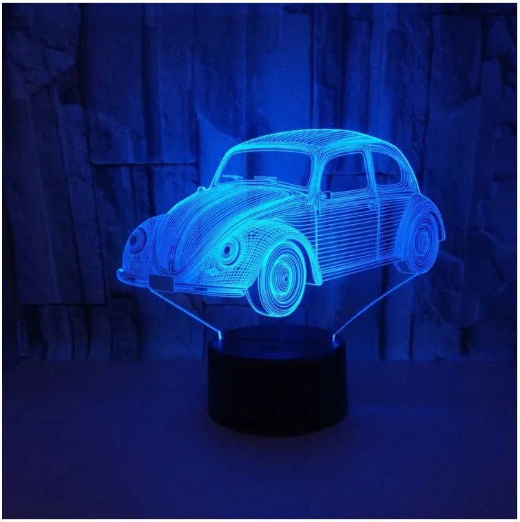 Colourful LED table lamp with touch remote control on black base