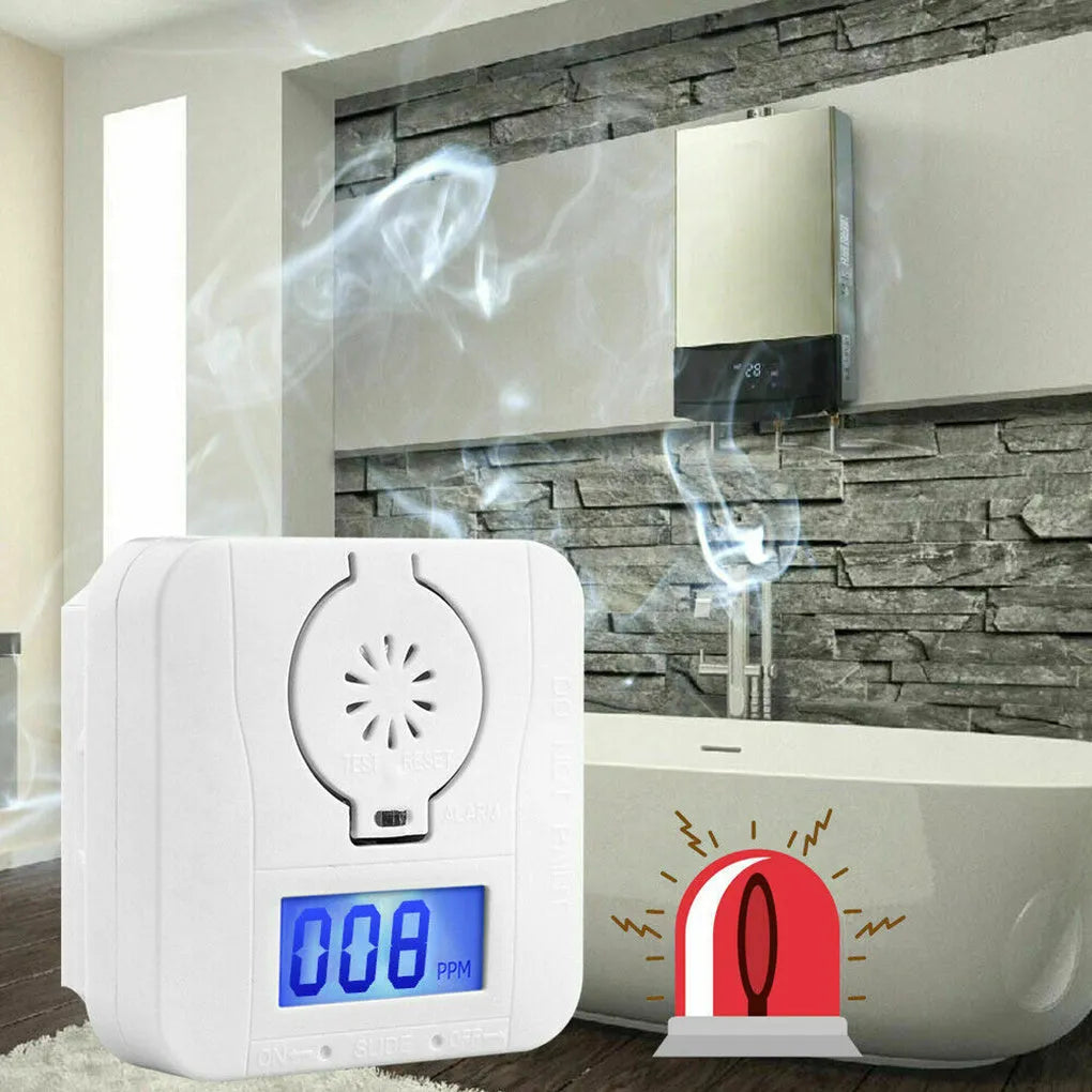 White wireless carbon monoxide alarm wall mounted detector for kitchen and living room safety