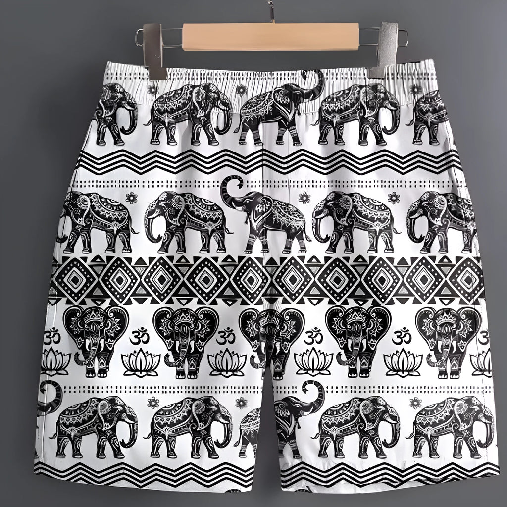 Men's lightweight polyester casual sports shorts available in multiple patterns and colours, sizes S to 5XL