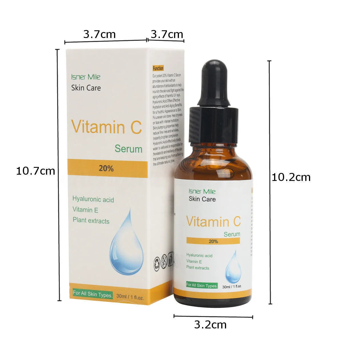 30ml glass bottle of Vitamin C Pure Serum for facial skincare