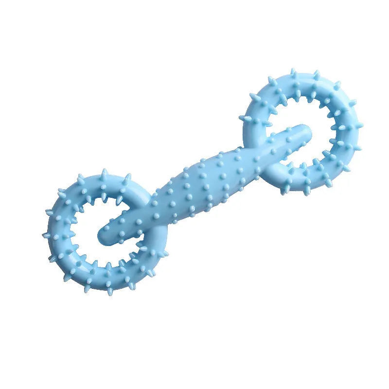 Blue TPR dog chew ring toy for puppies and dogs measuring 16cm