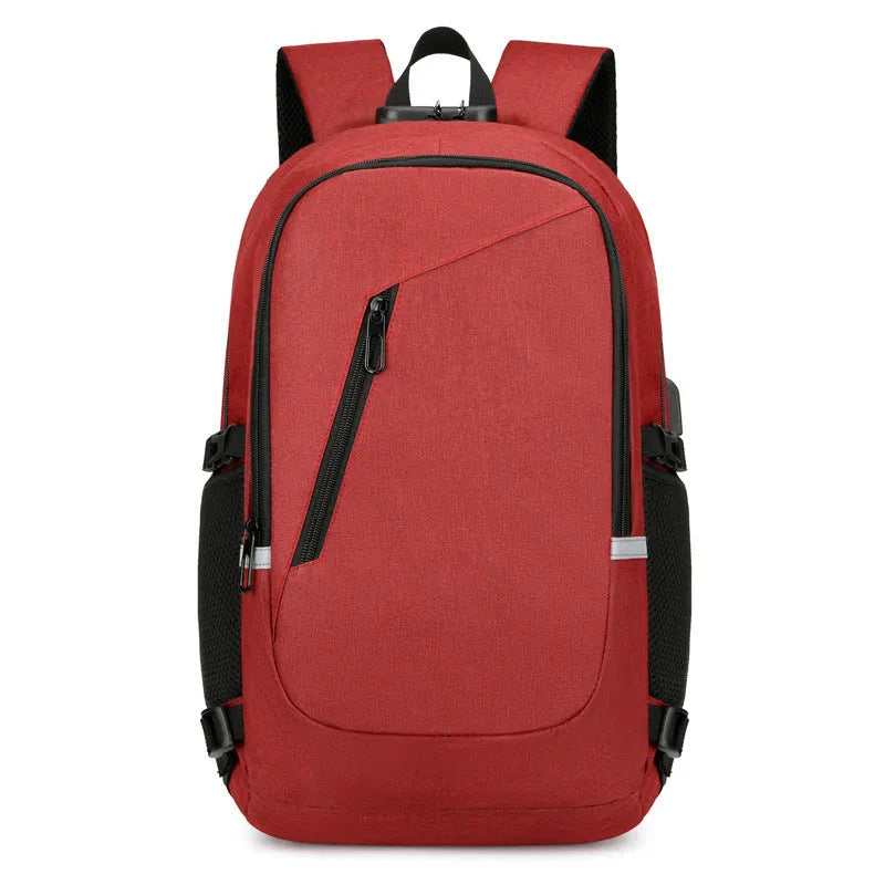 Oxford cloth computer backpack in blue colour with 20-35L capacity showing street trend style