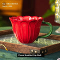 Ceramic breakfast cup with floral pattern, 500ml capacity, purple and red colour options