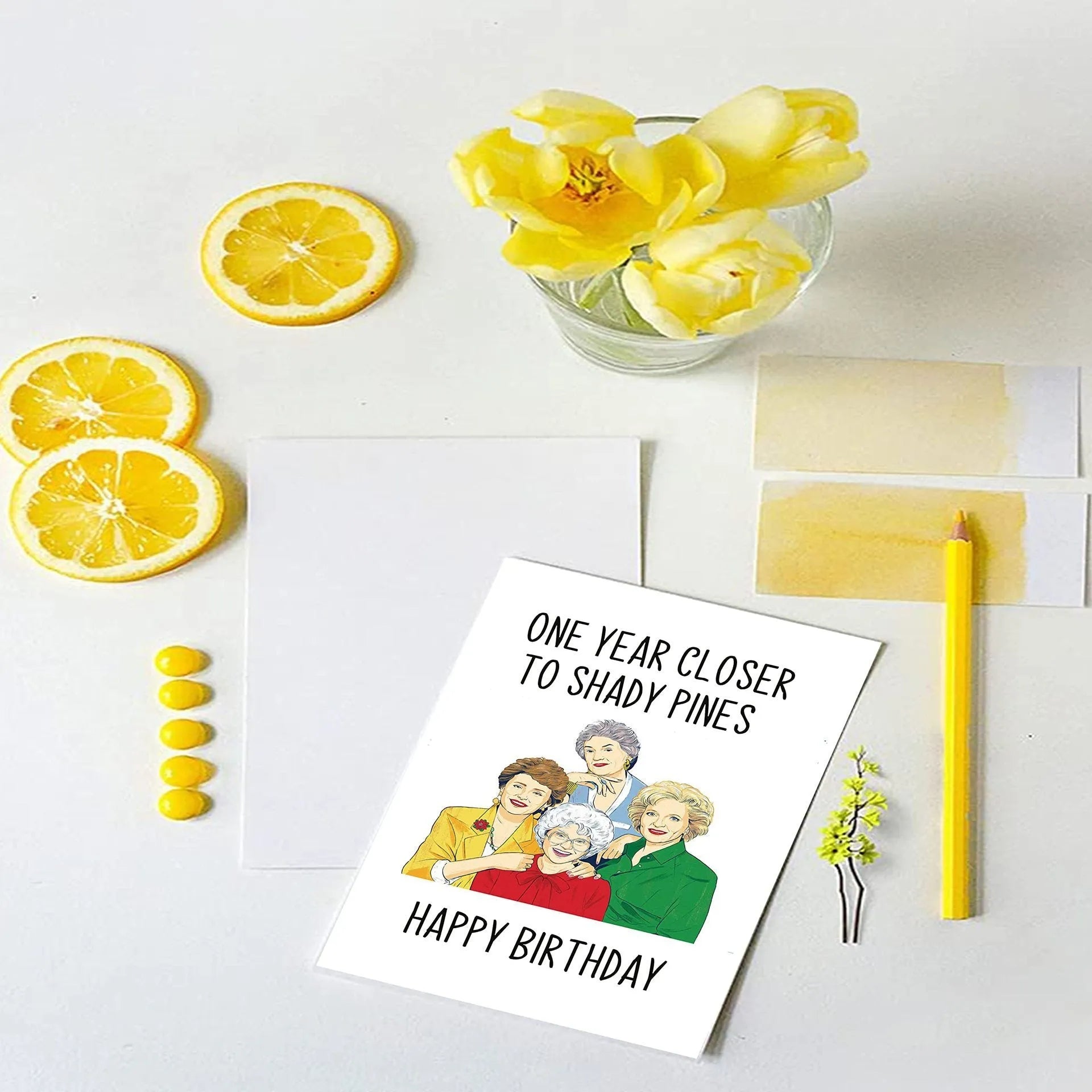 Simple modern birthday greeting card with a choice of coloured or Kraft paper envelopes.