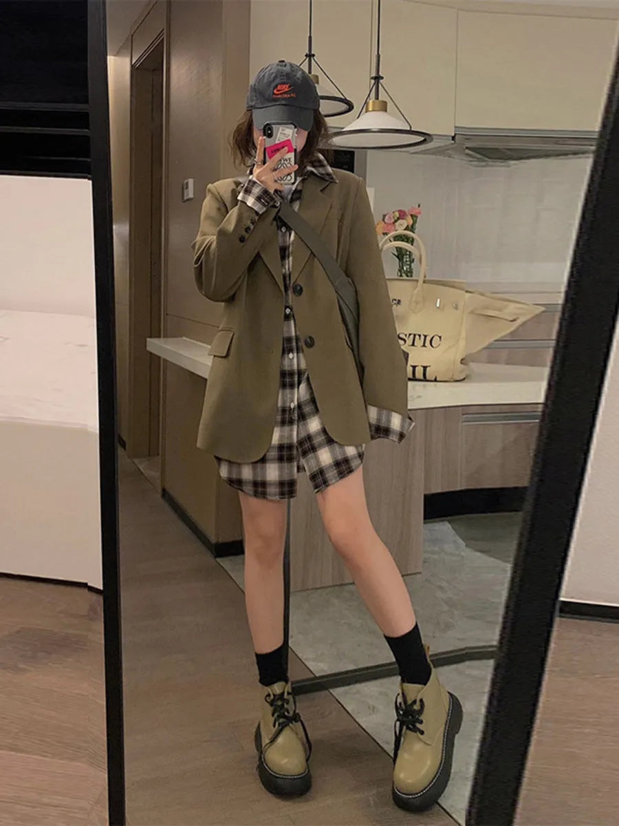 Korean-style fried street small suit jacket in solid colour with pocket details