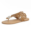 Women's black rhinestone slip-on flip-toe sandals with hollow design and flat rubber sole