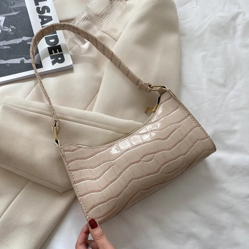 Women's small square PU leather underarm shoulder bag in assorted colours