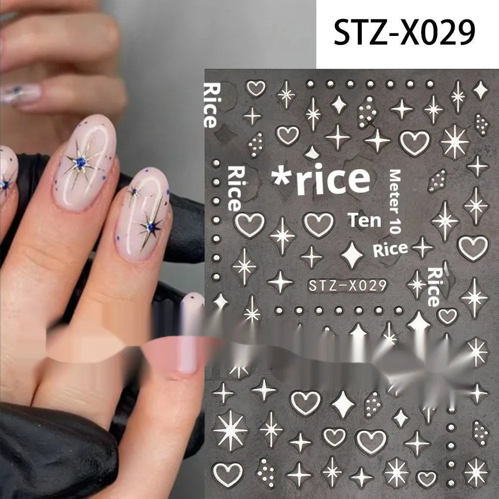 Black and silver stripe nail art stickers for French manicure designs in plastic material