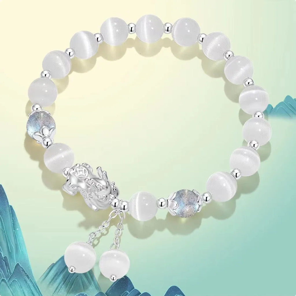 Natural black agate couple bracelet with 10mm wave beads and money painting design in grey colours