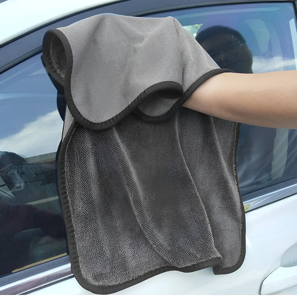 Grey 40cm square microfiber car wash towel for drying vehicles