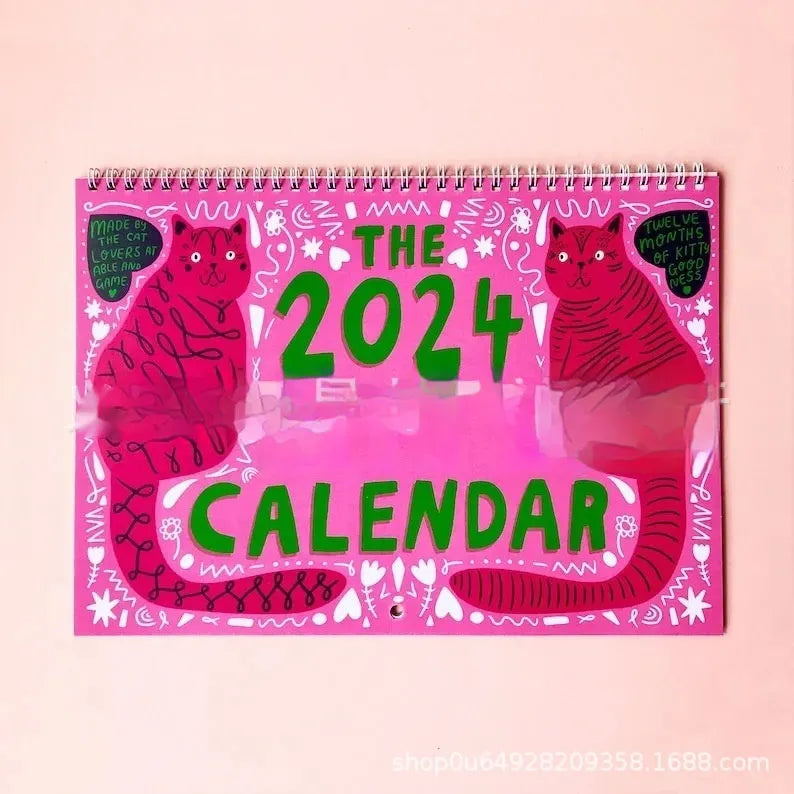 A3 sized cat-themed wall planner calendar for 2024 or 2025