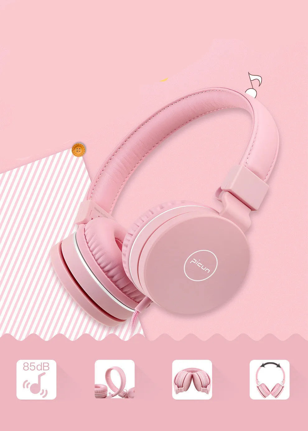 Bengoo C30 wired headphones with microphone in mint green colour, showing protein ear cushions and braided cable.