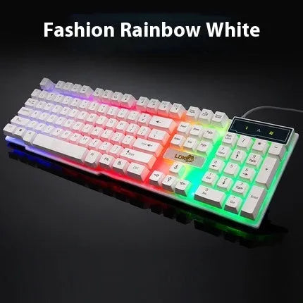 White and black USB gaming keyboard cables with a glowing light effect along the length.