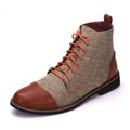 Leather motorcycle boots with metal buckle straps in black, blue, grey or khaki colours