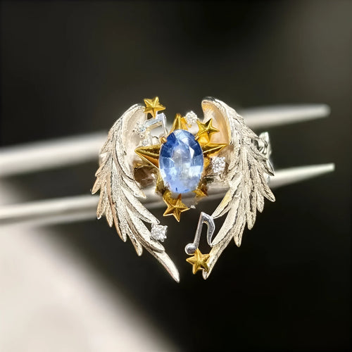 Geometric adjustable alloy ring with open mouth design and oil-treated finish