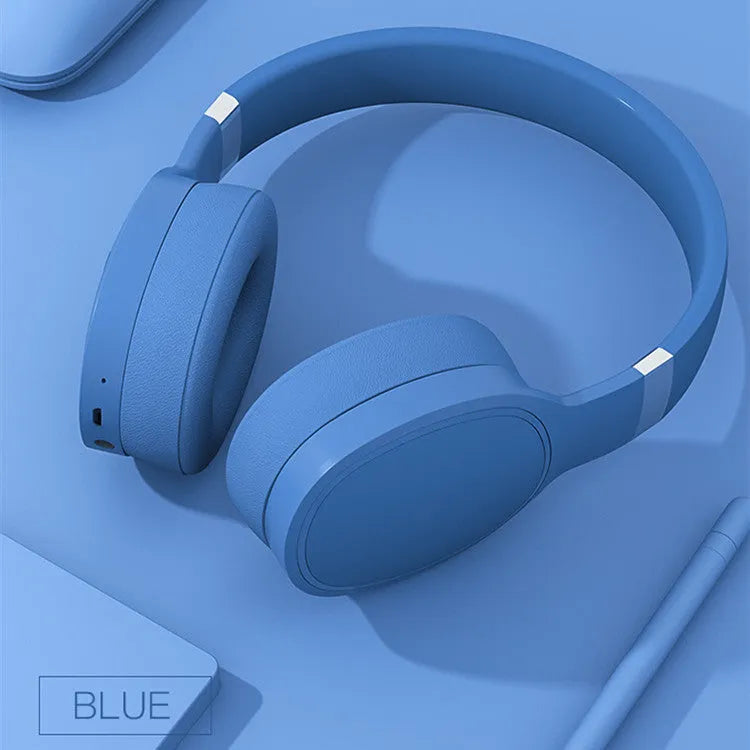 Wireless Bluetooth over-ear headset in black, shown with its packaging box.