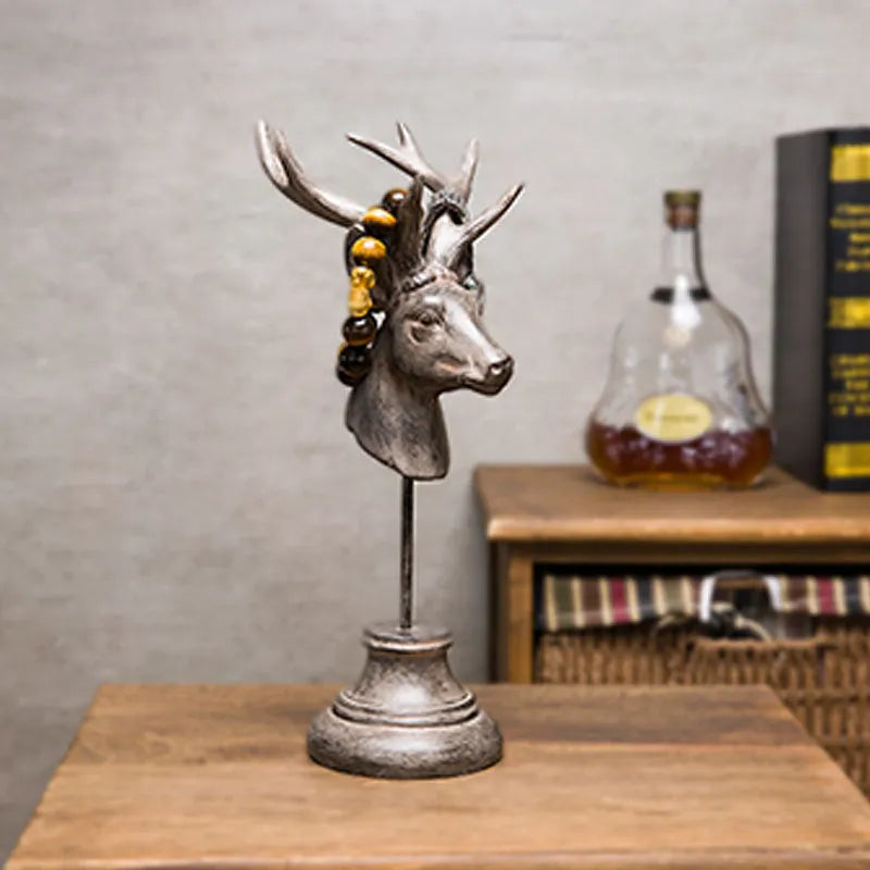 Natural resin animal figurine home decoration in black, white, or wood colour finish.