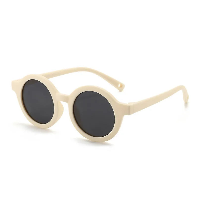 Children's silicone sunglasses with round frame and polarised lenses in multiple colours for 0-3 year olds