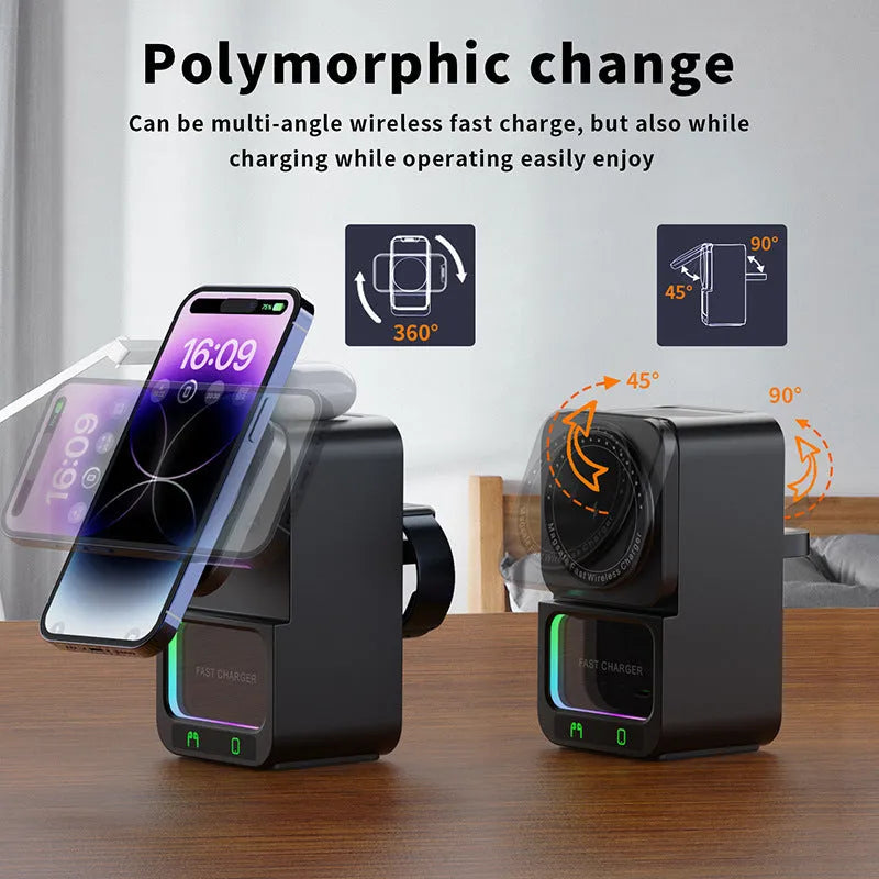 White Bluetooth speaker wireless charging station with QC3.0 fast charging support