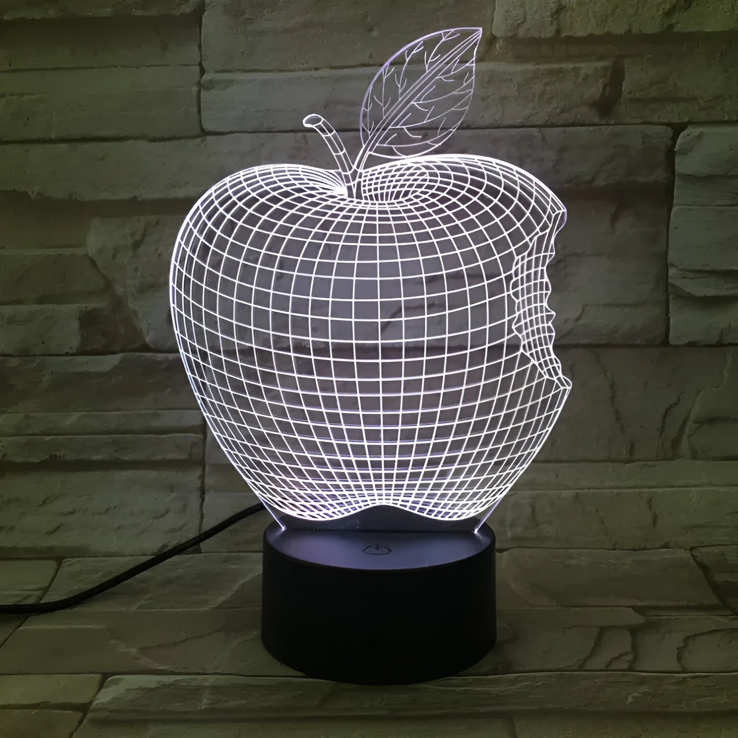 3D fruit-shaped colourful night light with acrylic shade and touch control for seven-colour LED illumination
