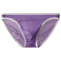 Men's low waist transparent lace underwear shorts in black, green, light purple, rose red, or white