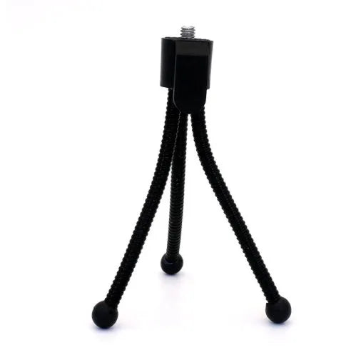 Small black iron frame mini tripod clamp for iPhone with collapsed telescopic legs and ball head