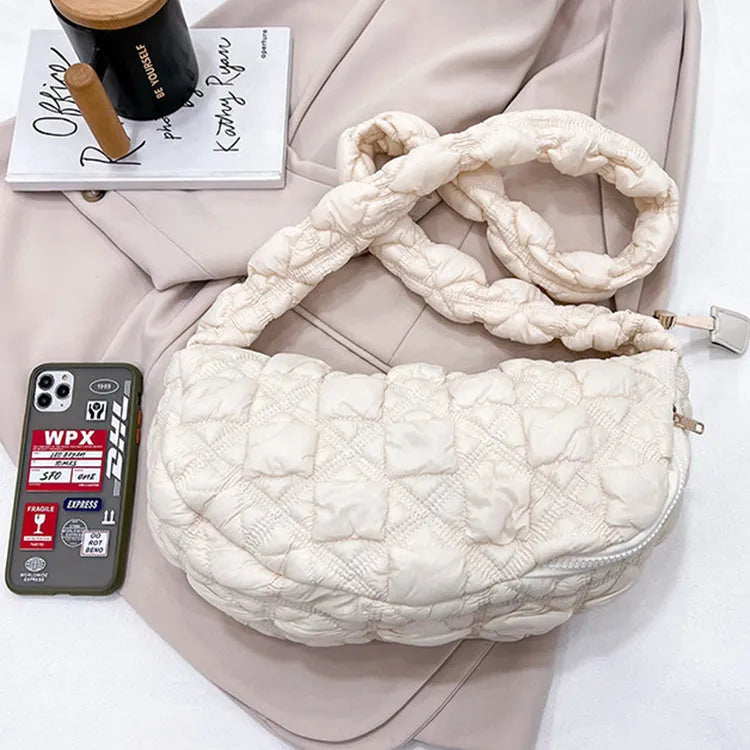 Women's casual nylon messenger bag in a solid colour with a long shoulder strap