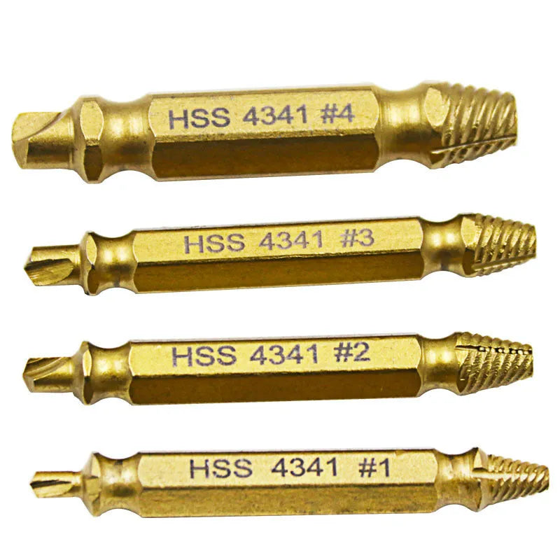4341 high-speed steel screw extractor set with 5 pieces for removing damaged screws and bolts