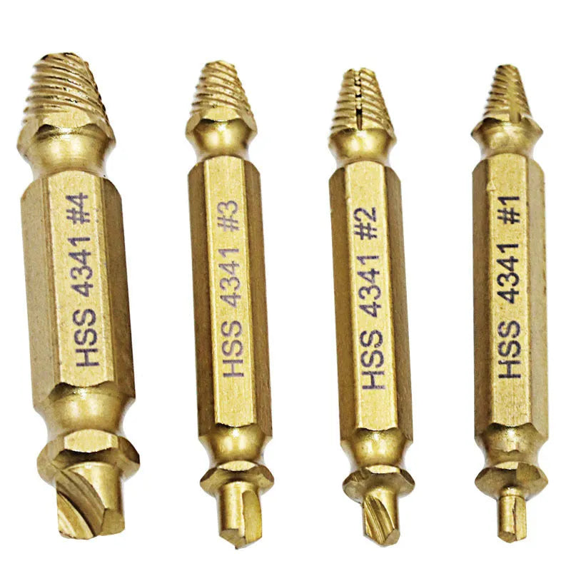 4341 high-speed steel screw extractor set with 5 pieces for removing damaged screws and bolts