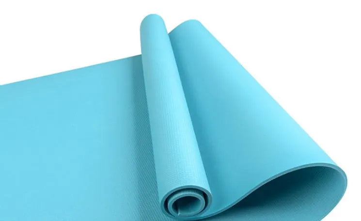 EVA yoga mat in various colours showing 4mm and 6mm thickness options