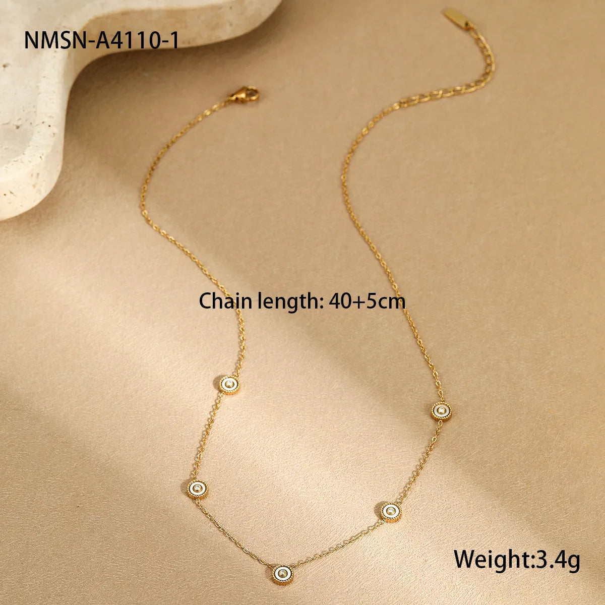 Women's geometric fritillary pattern bracelet and necklace set with 18K gold plating over stainless steel