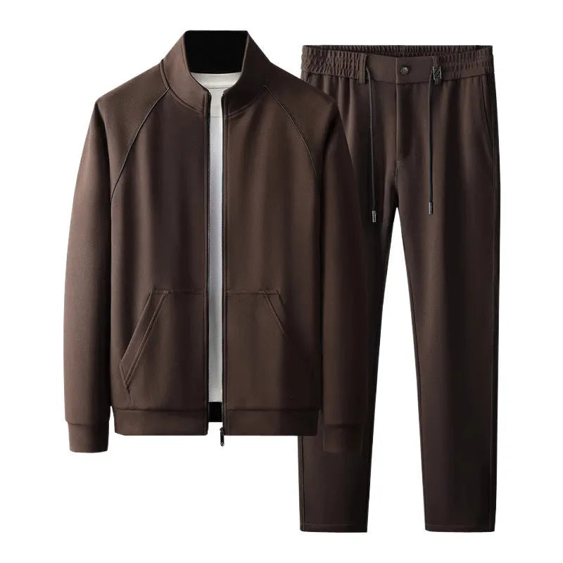 Men's stand collar sports suit in polyvinyl alcohol fibre with slim fit and long sleeves