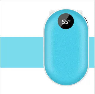 Rechargeable mini hand warmer and power bank in rose gold, local gold, or digital display colours