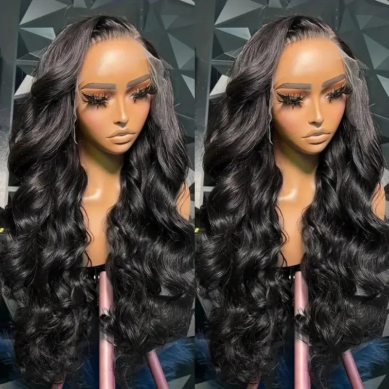 Black medium-long curly full-head wig on a mesh lace base for ladies
