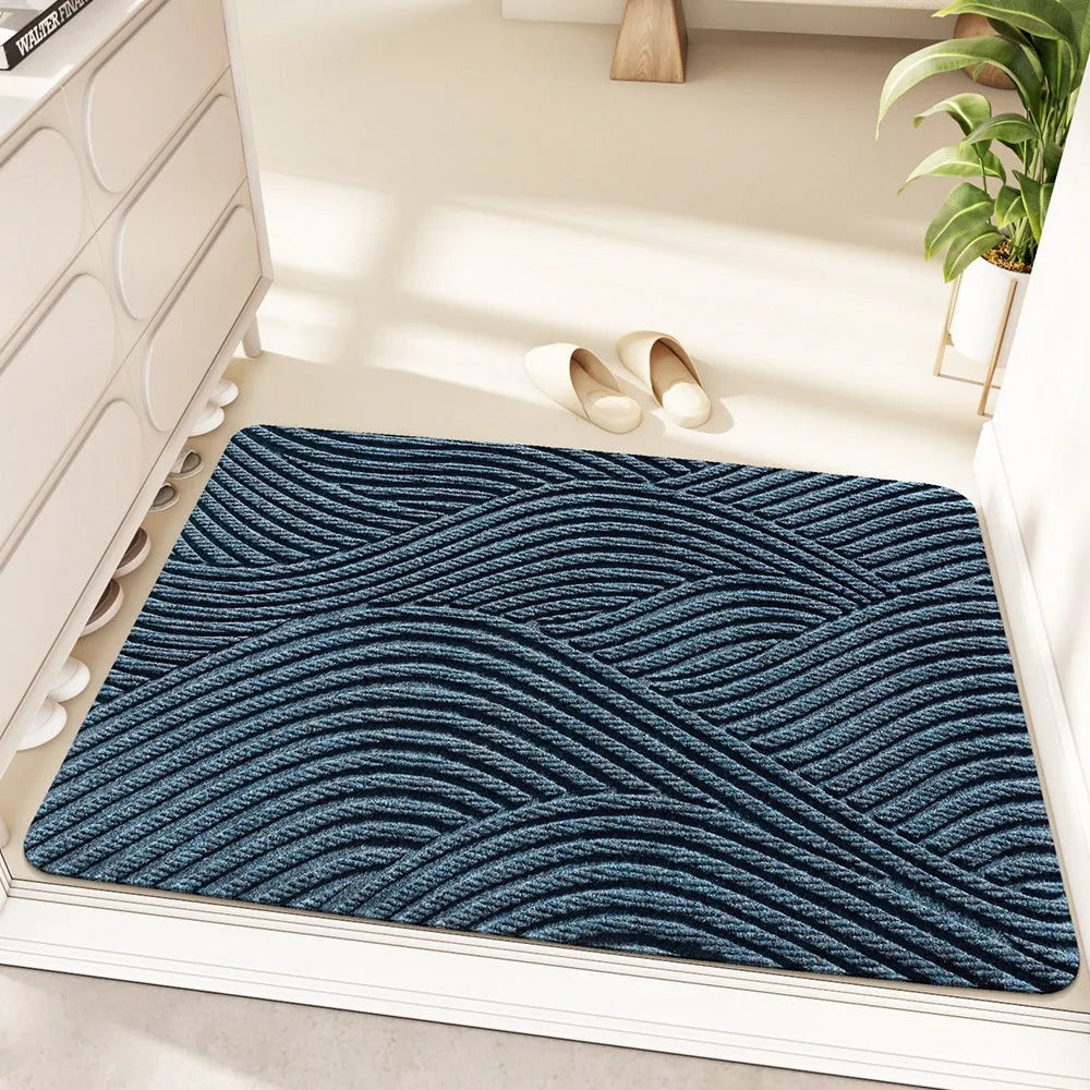 Alien-shaped entrance carpet with cartoon anime pattern in green colour, 60x90cm size