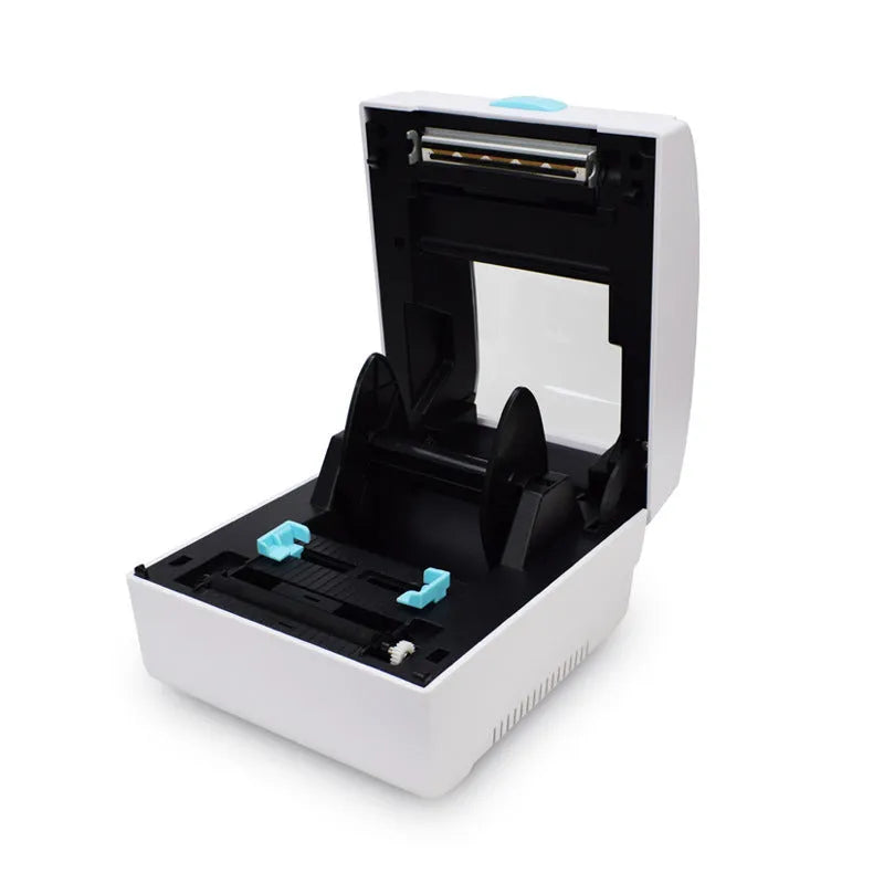White Bluetooth thermal label printer with compact dimensions for shipping documentation