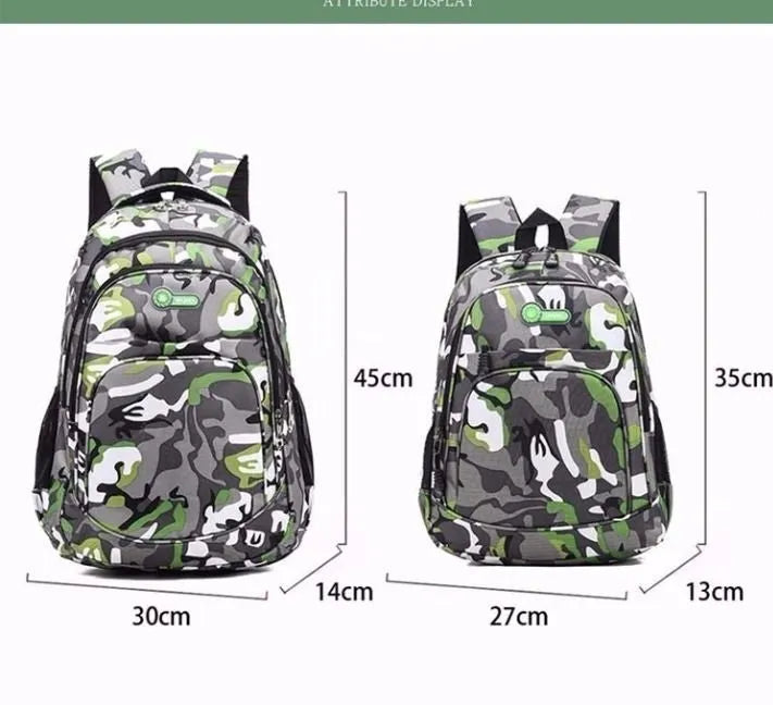 Teenage backpack in Oxford fabric showing side zipper pockets and breathable shoulder straps