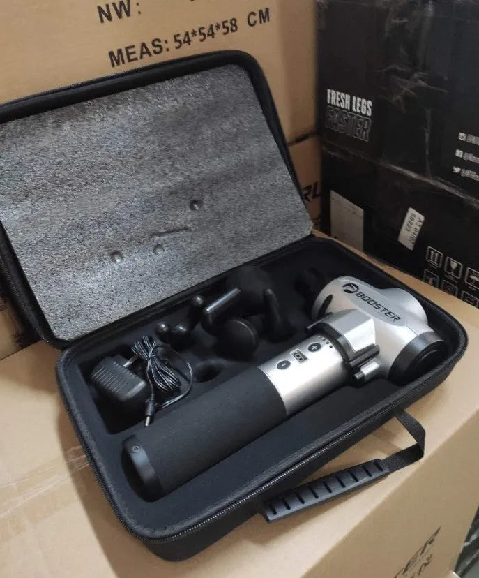 Black and white muscle relaxation massager with 24V battery and adjustable speed control