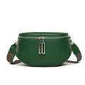 Soft PU women's messenger bag in saddle shape with single shoulder strap, shown in available colours